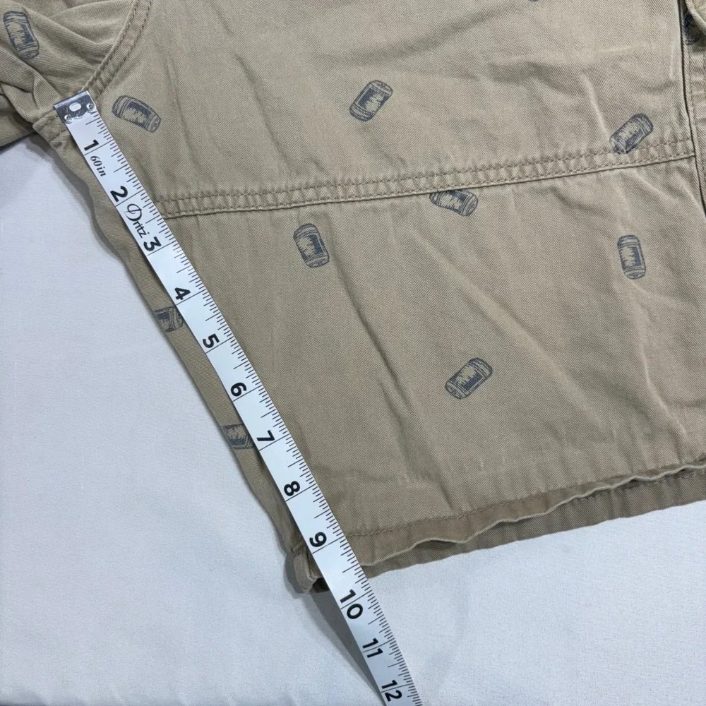 Wrangler Cargo Shorts Mens 42 Khaki Beer Can Print Cotton 60SFWK4 Novelty Summer